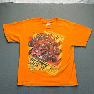 Orange Monster Jam World Tour T‎ Shirt Youth Kids Graphic Tee Alstyle